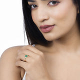 1.07 Carat Genuine Zambian Emerald and White Diamond 14K Yellow Gold Ring