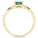 1.07 Carat Genuine Zambian Emerald and White Diamond 14K Yellow Gold Ring