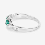 0.35 Carat Genuine Zambian Emerald and White Diamond 14K White Gold Ring