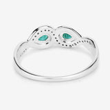 0.35 Carat Genuine Zambian Emerald and White Diamond 14K White Gold Ring