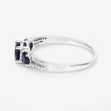 1.08 Carat Genuine Blue Sapphire and White Diamond 14K White Gold Ring