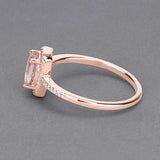 0.82 Carat Genuine Morganite and White Diamond 14K Rose Gold Ring