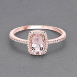 0.82 Carat Genuine Morganite and White Diamond 14K Rose Gold Ring