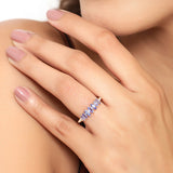 0.76 Carat Genuine Tanzanite and White Diamond 14K Yellow Gold Ring