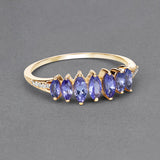 0.76 Carat Genuine Tanzanite and White Diamond 14K Yellow Gold Ring