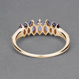 0.76 Carat Genuine Tanzanite and White Diamond 14K Yellow Gold Ring
