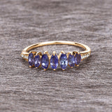 0.76 Carat Genuine Tanzanite and White Diamond 14K Yellow Gold Ring