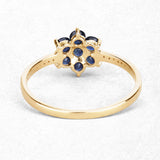 0.45 Carat Genuine Blue Sapphire and White Diamond 10K Yellow Gold Ring