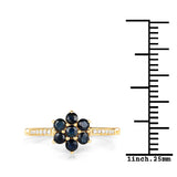 0.45 Carat Genuine Blue Sapphire and White Diamond 10K Yellow Gold Ring
