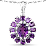 11.60 Carat Genuine Amethyst and White Topaz .925 Sterling Silver 3 Piece Jewelry Set (Ring, Earrings, and Pendant w/ Chain)