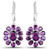 11.60 Carat Genuine Amethyst and White Topaz .925 Sterling Silver 3 Piece Jewelry Set (Ring, Earrings, and Pendant w/ Chain)