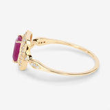 0.75 Carat Genuine Ruby and White Diamond 14K Yellow Gold Ring