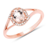 0.78 Carat Genuine Morganite and White Diamond 14K Rose Gold Ring