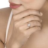 0.78 Carat Genuine Morganite and White Diamond 14K Rose Gold Ring