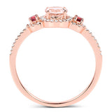 0.63 Carat Genuine Morganite, Pink Tourmaline and White Diamond 14K Rose Gold Ring