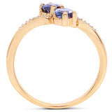 0.51 Carat Genuine Tanzanite and White Diamond 14K Yellow Gold Ring