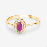 0.33 Carat Genuine Ruby and White Diamond 14K Yellow Gold Ring