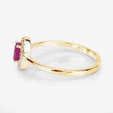0.33 Carat Genuine Ruby and White Diamond 14K Yellow Gold Ring