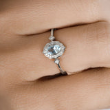 0.48 Carat Genuine Aquamarine and White Diamond 14K White Gold Ring