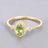 0.49 Carat Genuine Peridot and White Diamond 10K Yellow Gold Ring