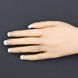 0.49 Carat Genuine Peridot and White Diamond 10K Yellow Gold Ring
