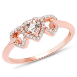 0.37 Carat Genuine Morganite and White Diamond 14K Rose Gold Ring