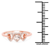0.37 Carat Genuine Morganite and White Diamond 14K Rose Gold Ring