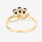 0.65 Carat Genuine Blue Sapphire and White Diamond 14K Yellow Gold Ring