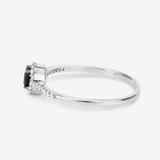 0.38 Carat Genuine Blue Sapphire and White Diamond 14K White Gold Ring