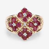 2.13 Carat Genuine Ruby and White Topaz .925 Sterling Silver Ring