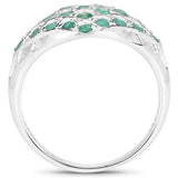 0.90 Carat Genuine Emerald .925 Sterling Silver Ring