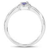 0.54 Carat Genuine Tanzanite and White Zircon .925 Sterling Silver Ring