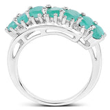 1.64 Carat Genuine Emerald Sterling Silver Ring