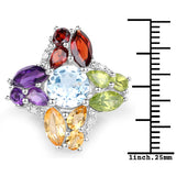 6.13 Carat Genuine Multi Stones .925 Sterling Silver Ring