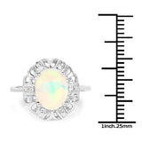 1.73 Carat Genuine Ethiopian Opal & White Topaz .925 Sterling Silver Ring