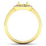0.22 Carat Genuine White Diamond 14K Yellow Gold Semi Mount Ring - holds 9x7mm Oval Gemstone