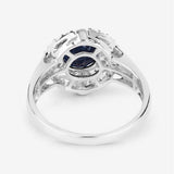 1.71 Carat Genuine Blue Sapphire and White Diamond 10K White Gold Ring