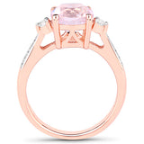 2.73 Carat Genuine Kunzite and White Topaz .925 Sterling Silver Ring