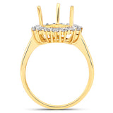 0.48 Carat Genuine White Diamond 14K Yellow Gold Semi Mount Ring - holds 11x9mm Pear Gemstone