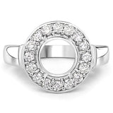 0.48 Carat Genuine White Diamond 14K White Gold Semi Mount Ring - holds 8.00mm Round Gemstone
