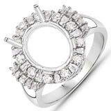 0.83 Carat Genuine White Diamond 14K White Gold Semi Mount Ring - holds 11x9mm Oval Gemstone