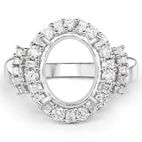 0.83 Carat Genuine White Diamond 14K White Gold Semi Mount Ring - holds 11x9mm Oval Gemstone
