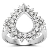 0.89 Carat Genuine White Diamond 14K White Gold Semi Mount Ring - holds 11x9mm Pear Gemstone