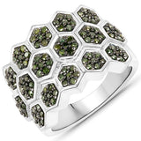 0.75 Carat Genuine Green Diamond .925 Sterling Silver Ring