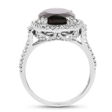 5.80 Carat Genuine Smoky Quartz & White Topaz .925 Sterling Silver Ring