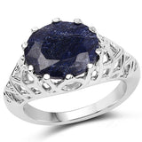 5.94 Carat Dyed Sapphire .925 Sterling Silver Ring