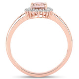 0.81 Carat Genuine Morganite and White Diamond 14K Rose Gold Ring