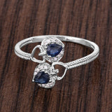 0.34 Carat Genuine Blue Sapphire and White Diamond 14K White Gold Ring