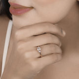 0.46 Carat Genuine Morganite and White Diamond 14K Rose Gold Ring