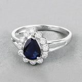 1.46 Carat Genuine Blue Sapphire and White Diamond 10K White Gold Ring
